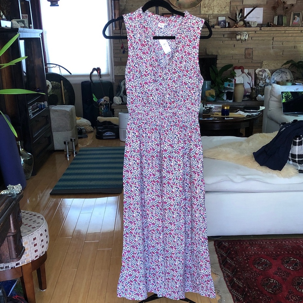 GAP Sleeveless Pink & White Floral Maxi Dress NWT